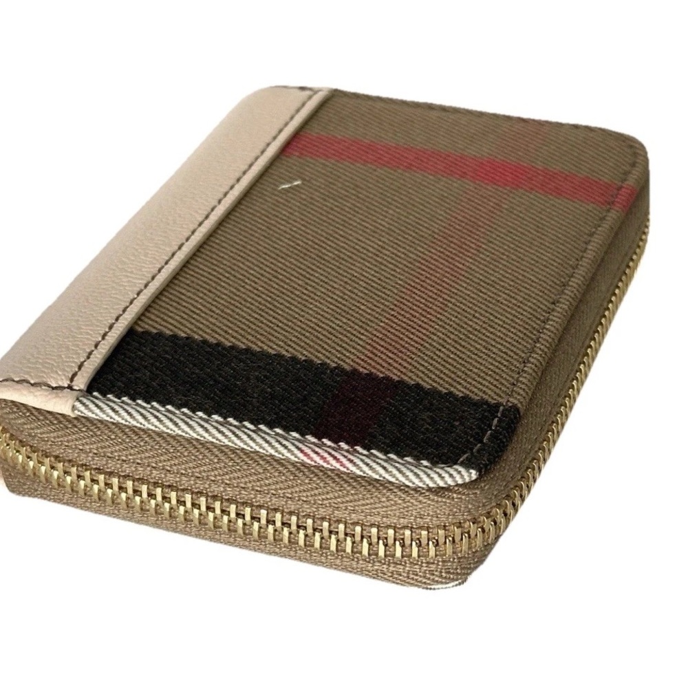 Burberry Brand New Zip Around Check Pale Cameo Wallet 80845271 Retail $480 - Picture 3 of 8